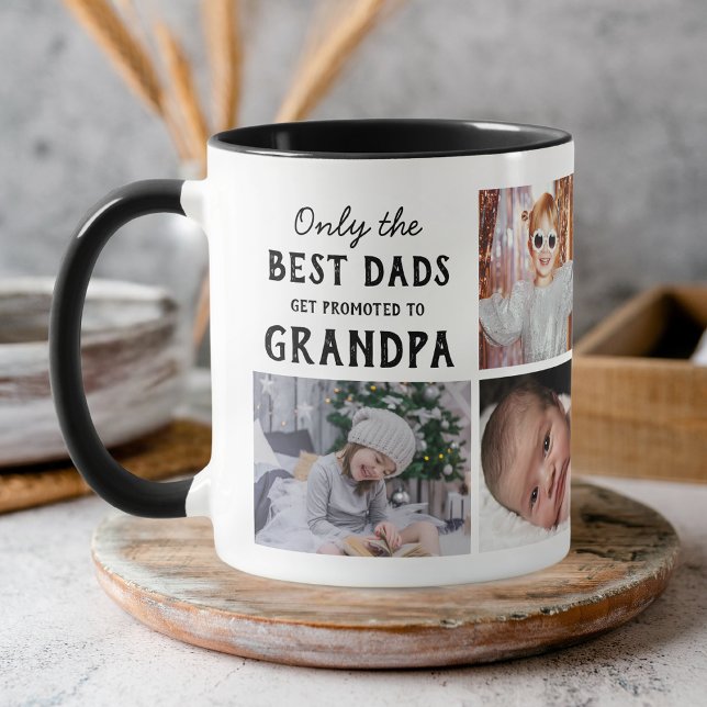 Grandpa Photo Collage Grandkids Names Script Heart Tasse (Von Creator hochgeladen)