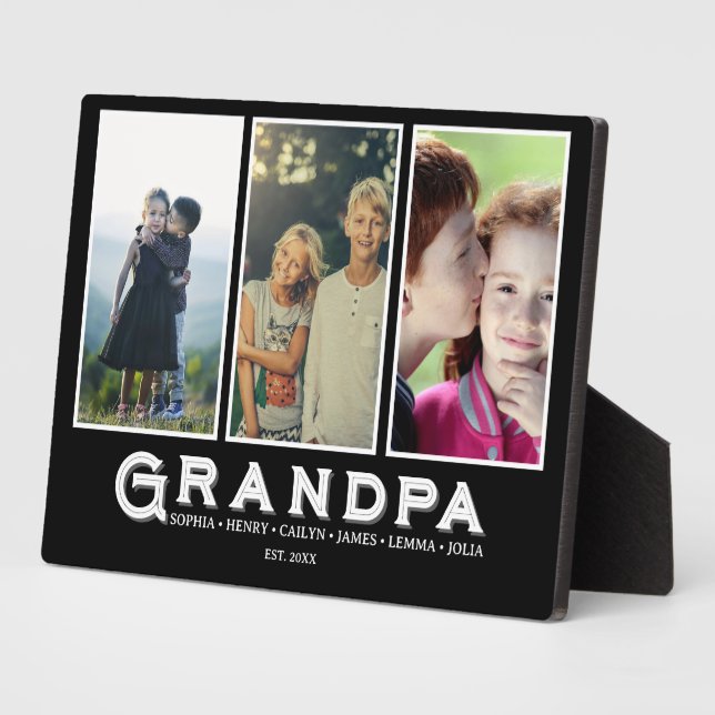 Grandpa Plaque – Custom Names & 3 Photo Collage Fotoplatte (Seite)