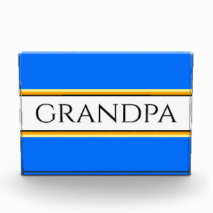 GRANDPA Sporty Bright Blue White Racing Streifen Fotoblock