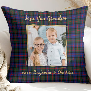 Grandpa Weihnachten Kariertes Personalisiertes Gol Kissen