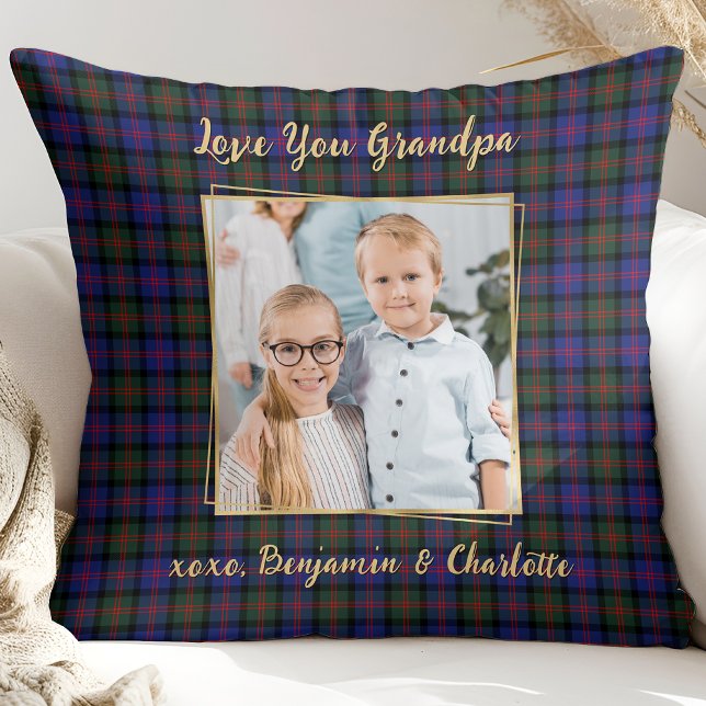 Grandpa Weihnachten Kariertes Personalisiertes Gol Kissen (Von Creator hochgeladen)