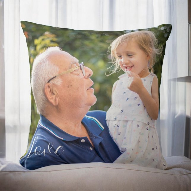 Grandparent Grandchild Photo Coussin Love Script (Créateur téléchargé)