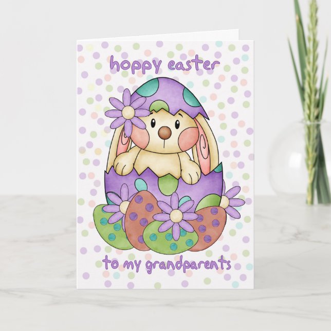 Grandparents Carte Pâques Avec Lapin Pâques - Grey (Devant)
