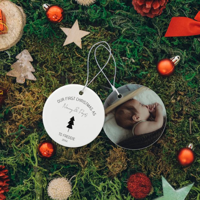 Grandparents First Christmas Baby Custom photo Keramik Ornament (Von Creator hochgeladen)