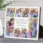Grandparents Photo Collage Fotoplatte<br><div class="desc">Personalized "Grandpa & Grandma" Photo Plaque with Easel Stand. This simple and elegant photo plaque is a beautiful way to showcase cherished memories. The design features space for eight photos, arranged in a border around the edges while keeping the focus on the meaningful text in the center. At the center,...</div>