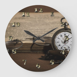 Grandpa's Antique Watch and Glasses Große Wanduhr