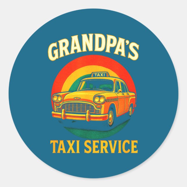 Grandpa's Taxi Service - Funny Driver Lover  Runder Aufkleber (Vorderseite)