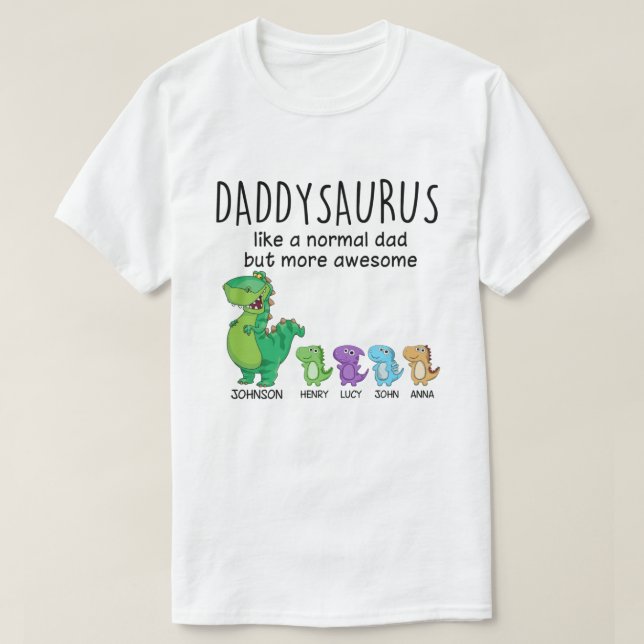Grandpasaurus und Kinder Personalisiertes Shirt (Design vorne)