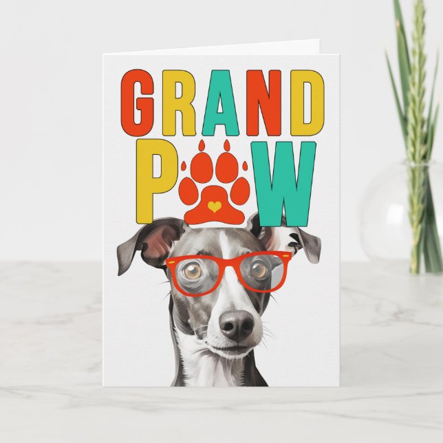GrandPAW Greyhound GrandDOG Großeltern Day Feiertagskarte (Vorderseite)