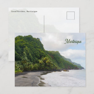 Grand'Rivière Martinique Schwarzer Sandstrand Natu Postkarte