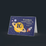 Grandson 10. Geburtstagsplaneten im Weltraum Karte<br><div class="desc">10 zu drehen ist aus dieser Welt,  besonders wenn es Ihr Enkel ist! Raketenschiff,  Planeten und Sterne füllen die Vorderseite der Karte mit der Nachricht,  wie Sie zählen auf zu sagen Happy Birthday!</div>