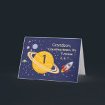 Grandson 1. Geburtstagsplaneten im Weltraum Karte<br><div class="desc">Ein erster Geburtstag ist immer aufregend und aus dieser Welt! Feiern Sie mit Ihrem Enkel,  der eine mit dieser Geburtstagskarte zum Thema Platz macht.</div>