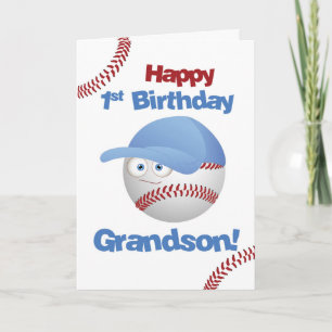 Grandson 1st Birthday, Baseball Theme Karte