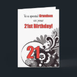 Grandson, 21. Geburtstag Religiöse Wirbel Karte<br><div class="desc">Die 21. Geburtstagskarte ist ideal für Ihren Enkel. Die Christliche,  schwarze und rote Botschaft ist sehr aktuell und wird im Alter von 21 Jahren geschätzt.</div>