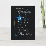 Grandson 21st Birthday Star Inspirational Black Karte<br><div class="desc">As your grandson turns 21,  this inspirational birthday card celebrates with him. Encourage him to find his own true star and reach for it!</div>