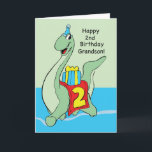Grandson, 2. Geburtstag Dinosaurier Karte<br><div class="desc">Dein Enkel verdient diese niedliche Karte. Ein Dinosaurier wird vorne gezeigt,  während er einen glücklichen Geburtstag brüllt. Das ist perfekt,  um Ihren Enkel zum 2. Geburtstag zu verbringen.</div>