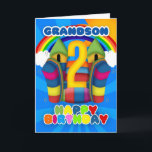 Grandson 2. Geburtstagskarte mit Burg Bouncy Karte<br><div class="desc">Eine sonnige,  glückliche 2. Geburtstagskarte mit Bouncy Castle</div>