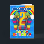 Grandson 2. Geburtstagskarte mit Burg Bouncy Karte<br><div class="desc">Eine sonnige,  glückliche 2. Geburtstagskarte mit Bouncy Castle</div>