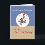 Grandson 2. Teddy Bear Balloon Geburtstag Karte<br><div class="desc">Das ist die Karte,  die du gesucht hast. Dein Enkel wird bald zwei sein. Wünschen Sie ihm das Beste auf seinem 2. Geburtstag mit diesem Teddybär,  der mit einem roten,  weißen und orangefarbenen Ballon kommt. Alles auf einem weichen,  braunen,  blauen und weißen Hintergrund mit schönen Polka-Punkten.</div>