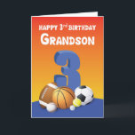Grandson 3. Geburtstagssportbälle Karte<br><div class="desc">Es wird bald der 3. Geburtstag deines Enkels sein. Und für einen speziellen Jungen wie ihn wäre diese Sportbälle-Karte der passendste,  um ihm einen besonderen Tag zu geben. Nimm diese Karte heute!</div>