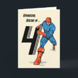 Grandson 4. Geburtstag Superhero Karte<br><div class="desc">Dieser Super-Held fährt hinein,  um seinem Enkel lassen,  was für ein besonderer Typ er ist. Perfekte Karte,  um ihm glücklichen 4. Geburtstag zu wünschen!</div>