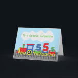 Grandson 5. Geburtstag farbenfroher Zug auf Schien Karte<br><div class="desc">Drei Züge ziehen die Zahlen fünf,  fünf und fünf und legen nahe,  dass diese Karte für einen Enkel ist,  der einen 5. Geburtstag feiert. Wenn Ihr Enkel einer ist,  der das wird,  dann sollten Sie schon heute eine Kopie dieser Karte bekommen!</div>
