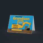 Grandson 5. Geburtstag Gelber Bagger Name hinzufüg Karte<br><div class="desc">Eine lustige fünfte Geburtstagskarte für einen Enkel, der Baumaschinen und Erdbeweger Liebe. Es hat einen gelben Bagger an der Vorderseite mit einem Bereich auf dem Taxi, wo Sie den Namen der Baufirma in den Namen Ihres Enkels ändern können. Die Nummer 5 wird im Eimer des Diggers zusammengefasst.Wenn Sie die große...</div>