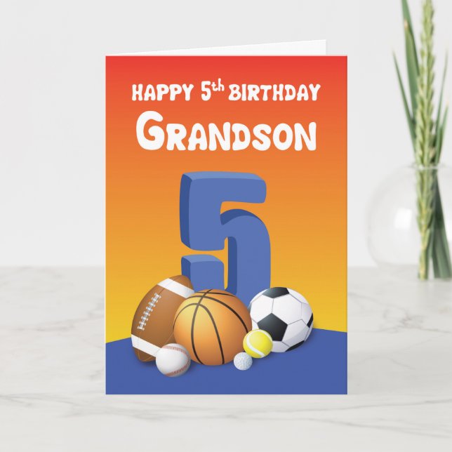 Grandson 5. Geburtstagssportzentren Karte (Vorderseite)