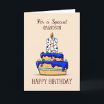 Grandson 8. Geburtstag, 8. Geburtstag, auf Sweet B Karte<br><div class="desc">Wenn ein ganz besonderer Enkel acht Jahre alt wird,  ist es an der Zeit,  ihm einen besonderen Gruß zu schicken. Diese Karte mit einem süßen blauen Kuchen auf der Vorderseite ist perfekt,  um ihm glücklichen 8. Geburtstag Grüße zu schicken.</div>