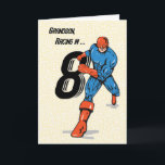 Grandson 8th Birthday Superhero Karte<br><div class="desc">This superhero,  carrying the number 8,  is racing to let a special grandson know that you think so much of him - that he is a superhero! Perfekt card to send to your grandson who is turning 8 years old.</div>