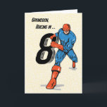 Grandson 8th Birthday Superhero Karte<br><div class="desc">This superhero,  carrying the number 8,  is racing to let a special grandson know that you think so much of him - that he is a superhero! Perfekt card to send to your grandson who is turning 8 years old.</div>