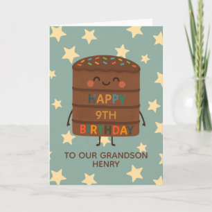 Grandson 9. Geburtstag Niedliche Schokoladenkuche Karte