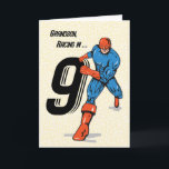 Grandson 9th Birthday Superhero Karte<br><div class="desc">Er ist 9 Jahre alt und ein echter Superheld! Diese Geburtstagskarte mit einem Superheld,  der mit der Nummer 9 hineinläuft,  wird Ihren Enkel erfreuen,  wenn Sie ihm einen schönen Geburtstag wünschen!</div>