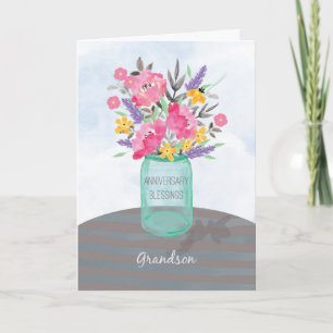 Grandson Anniversary Segen Jar Vase mit Blume Karte