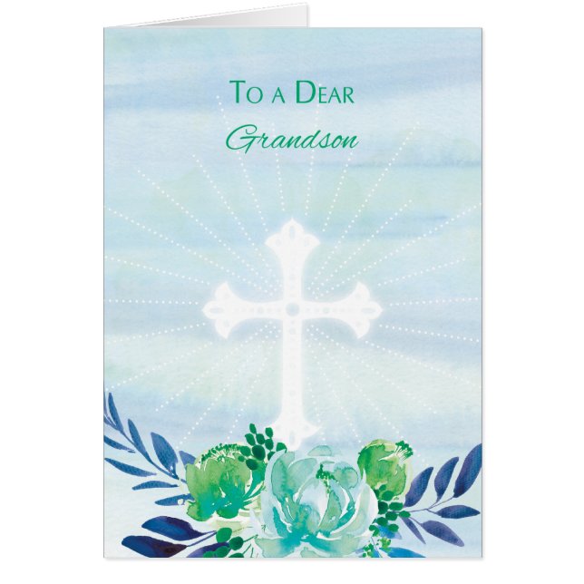 Grandson Aquamarin Blue Flowers mit Cross Osterfes (Vorne)