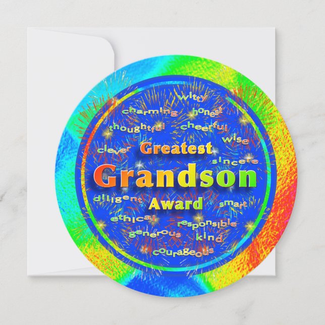 Grandson Award Birthday Fireworks Karte (Vorderseite)