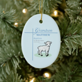 Grandson Baptisk Blue Boy Lamb Personalisiert Keramik Ornament