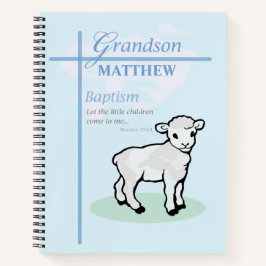 Grandson Baptisk Blue Boy Lamb Personalisiert Notizbuch