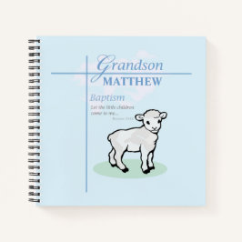 Grandson Baptisk Blue Boy Lamb Personalisiert Notizbuch