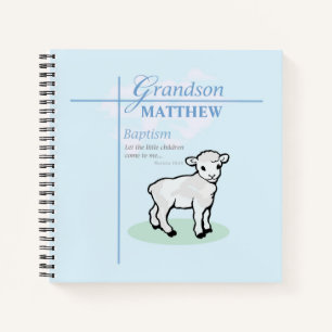 Grandson Baptisk Blue Boy Lamb Personalisiert Notizbuch