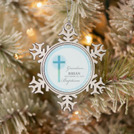 Grandson Baptisk Blue Lace Personalisiert Schneeflocken Zinn-Ornament