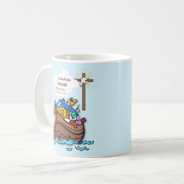 Grandson Baptism Noahs Ark Personalisiert Kaffeetasse (Vorderseite Links)