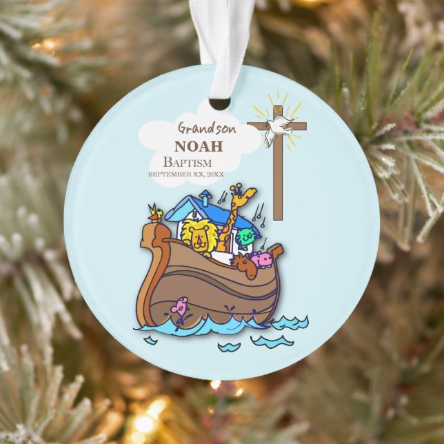Grandson Baptism Noahs Ark Personalisiert Ornament (Baum)