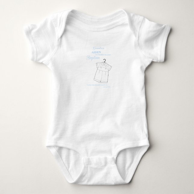 Grandson Baptisse Anzug auf Baby Blue Personalisie Strampler (Vorderseite)