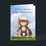 Grandson Baseball Birthday Monkey Bat Ball Glove Karte<br><div class="desc">Feiern Sie Ihren ganz besonderen Tag mit dieser lustigen Geburtstagskarte zum Baseball-Thema! Ein spielerischer Affe steht im Gras, bereit für das Spiel mit einem Schläger, Handschuh und einem Baseball in der Nähe. Der hellblaue Himmel verleiht dem Ganzen ein fröhliches Ambiente und ist somit eine großartige Wahl für jeden Baseball liebenden...</div>