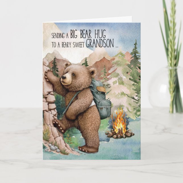 Grandson Big Bear umarmen im Summer Camp Karte (Vorderseite)