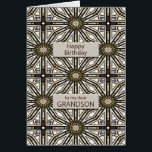 Grandson Birthday Abstrakt Mandala Design<br><div class="desc">Eine lustige Art,  Ihrem Enkel einen guten Geburtstag zu wünschen. Diese Karte hat ein sehr maskulinarisches Gefühl und besteht aus ineinander greifenden geometrischen Figuren. Die Hauptfarbe ist braun,  schwarz und weiß. Eine schöne Karte,  die ein Mann schätzen wird. Der Vers sagt ihm,  wie viel er dir bedeutet.</div>