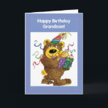 Grandson Birthday Bear Karte<br><div class="desc">Dieser niedliche Teddybär ist hier,  um Ihrem Grandson einen guten Geburtstag zu wünschen!</div>