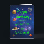 Grandson Birthday Best in the Universe Karte<br><div class="desc">Geben Sie Ihrem weltraumliebenden Enkel die beste Geburtstagskarte aller Zeiten! Sag deinem Enkel,  dass er der Beste im Universum ist. Eine Weltraumszene mit allen Planeten und dem Mond,  die sich einem glücklichen Geburtstag wünschen.</div>