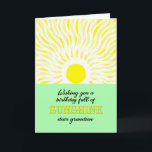 Grandson Birthday Bright Sunshine Card Karte<br><div class="desc">Geburtstagskarte für einen Enkel. Ein Wunsch zum Geburtstag voller Sonne. Eine helle und fröhliche Karte,  die eine leuchtende Sonne zeigt und helle Sonnenstrahlen abstrahlt.</div>